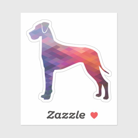 Great Dane Dog Geometric Silhouette Paars Sticker (Vel)