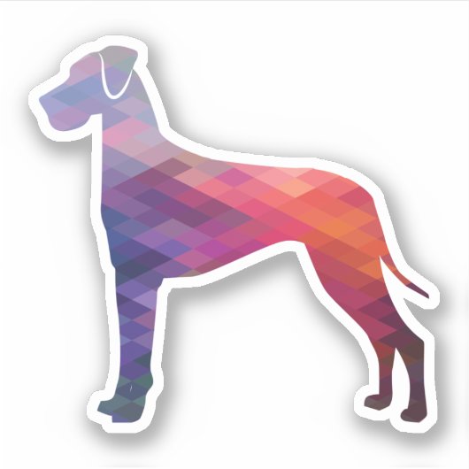 Great Dane Dog Geometric Silhouette Paars Sticker (Voorkant)