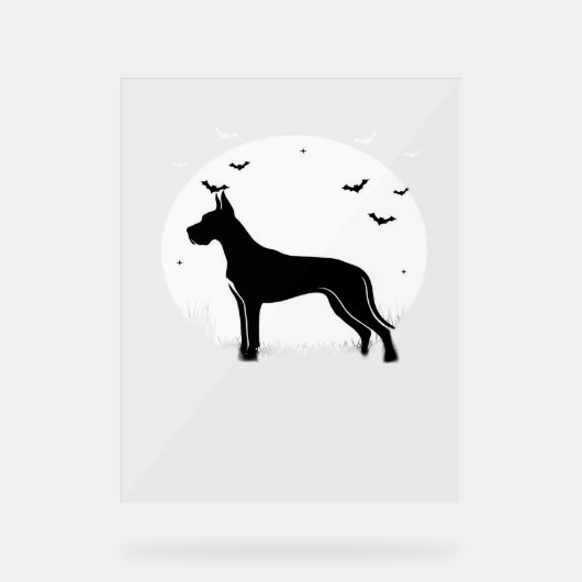 Great Dane Dog – Halloween Moon Silhouette Classic Acryl Bord (Voorkant)