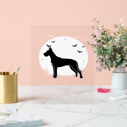 Great Dane Dog – Halloween Moon Silhouette Classic Acryl Bord (Huwelijk)