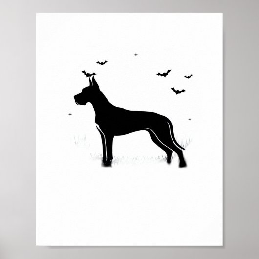 Great Dane Dog – Halloween Moon Silhouette Classic Poster (Voorkant)