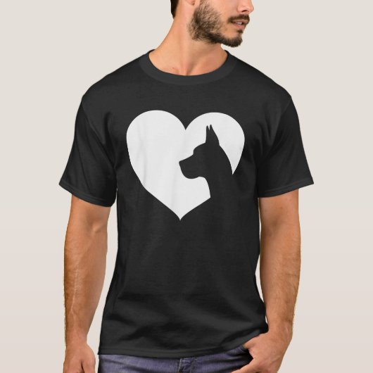 Great Dane Dog Heart Silhouette Great Dane T-shirt (Voorkant)