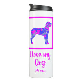 Great Dane Dog Hot Pink & Blue Silhouette Thermosbeker