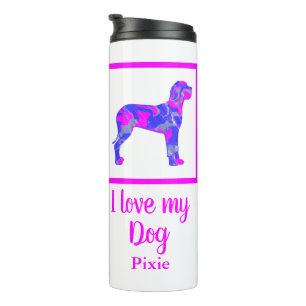 Great Dane Dog Hot Pink & Blue Silhouette Thermosbeker