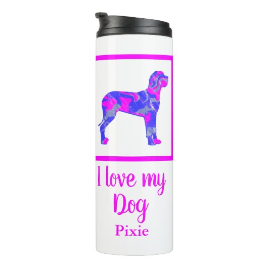Great Dane Dog Hot Pink & Blue Silhouette Thermosbeker (Geroteerd rechts)