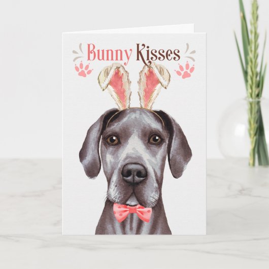 Great Dane Dog in Bunny Ears voor Pasen Feestdagen Kaart (Voorkant)