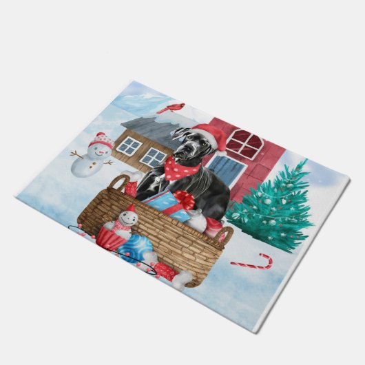 Great Dane Dog in het sneeuwbalhuis Deurmat (Schuin)