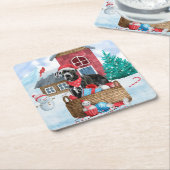 Great Dane Dog in het sneeuwbalhuis Kartonnen Onderzetters (Schuin)