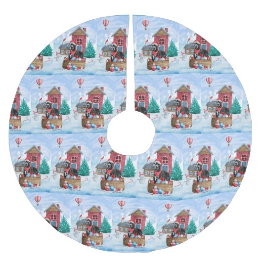 Great Dane Dog in het sneeuwbalhuis Kerstboom Rok (Voorkant)