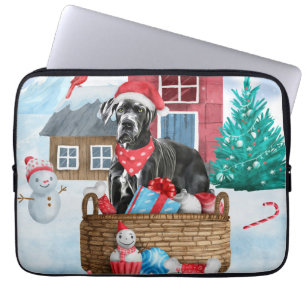 Great Dane Dog in het sneeuwbalhuis Laptop Sleeve