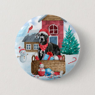 Great Dane Dog in het sneeuwbalhuis Ronde Button 5,7 Cm