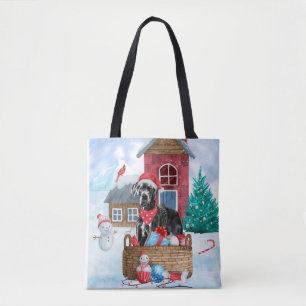 Great Dane Dog in het sneeuwbalhuis Tote Bag