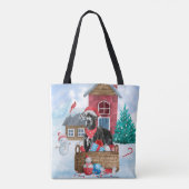 Great Dane Dog in het sneeuwbalhuis Tote Bag (Achterkant)