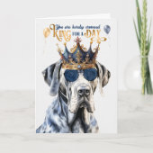 Great Dane Dog King for Day Funny Birthday Kaart (Voorkant)