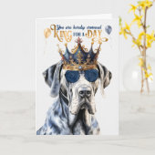 Great Dane Dog King for Day Funny Birthday Kaart (Gele Bloem)