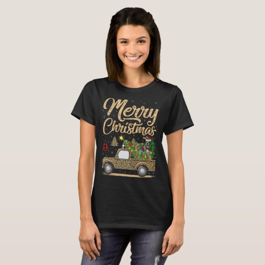 Great Dane Dog On Christmas Tree Leopard Truck Xma T-shirt (Voorkant volledig)