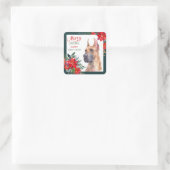 Great Dane Dog Poinsettia Border Kerstmis Vierkante Sticker (Tas)