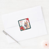 Great Dane Dog Poinsettia Border Kerstmis Vierkante Sticker (Envelop)