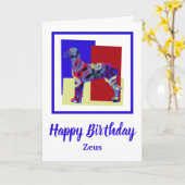 Great Dane Dog Red Blue Yellow Birthday Kaart (Gele Bloem)