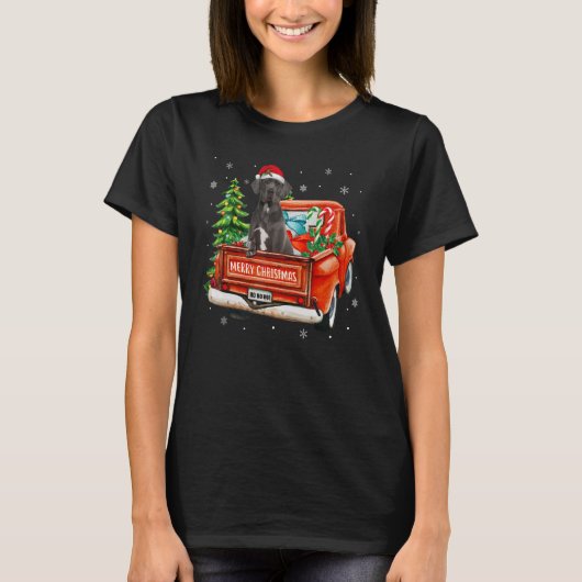 Great Dane Dog Ride Red Truck Christmas Dog Pajam T-shirt (Voorkant)