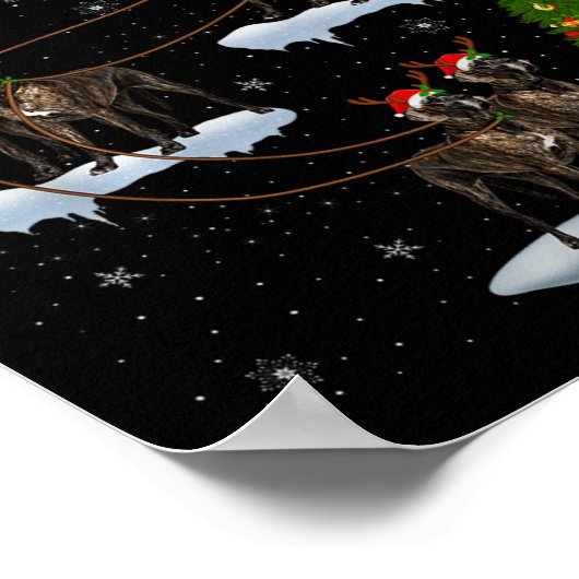 Great Dane Dog Santa Sleigh Flying Funny Magical C Poster (Hoek)