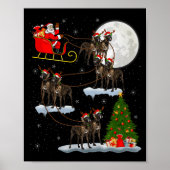 Great Dane Dog Santa Sleigh Flying Funny Magical C Poster (Voorkant)