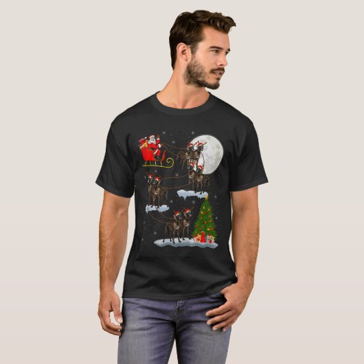 Great Dane Dog Santa Sleigh Flying Funny Magical C T-shirt (Voorkant volledig)