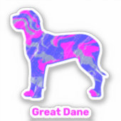 Great Dane Dog Silhouette Crazy Hot Pink Sticker (Voorkant)