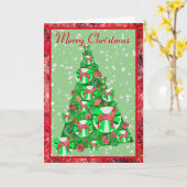 Great Dane Dog Silhouette-kerstboom Cute Bow Kaart (Gele Bloem)