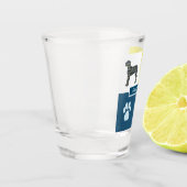 Great Dane Dog Silhouette & Paw Y&B Grid Shot Glas (Links)