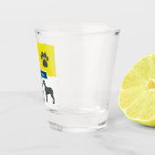 Great Dane Dog Silhouette & Paw Y&B Grid Shot Glas (Rechts)