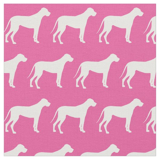 Great Dane Dog Silhouette Pet Pink Stof (Close Up)