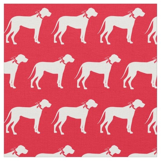 Great Dane Dog Silhouette Pet Red Stof (Close Up)