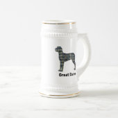Great Dane Dog Silhouette Yellow & Black Grid Line Bierpul (Voorkant rechts)