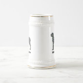 Great Dane Dog Silhouette Yellow & Black Grid Line Bierpul (Center)