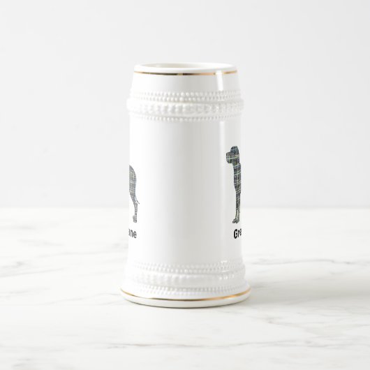 Great Dane Dog Silhouette Yellow & Black Grid Line Bierpul (Center)