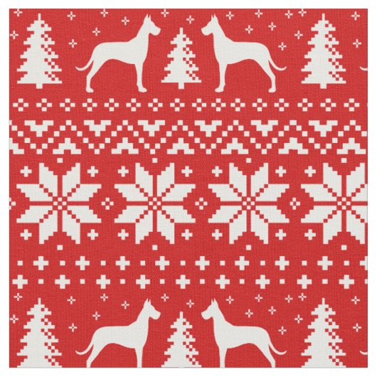 Great Dane Dog Silhouettes-kerstfeestdag Stof (Close Up)