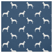 Great Dane Dog Silhouettes Pattern Blue en White Stof (Swatch)