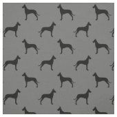 Great Dane Dog Silhouettes Pattern Grey and Black Stof (Swatch)