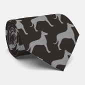 Great Dane Dog Silhouettes Pattern Grey and Black Stropdas (Opgerold)