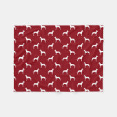 Great Dane Dog Silhouettes Pattern Red en White Fleece Deken (Voorkant (Horizontaal))
