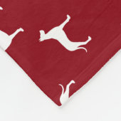 Great Dane Dog Silhouettes Pattern Red en White Fleece Deken (Hoek)