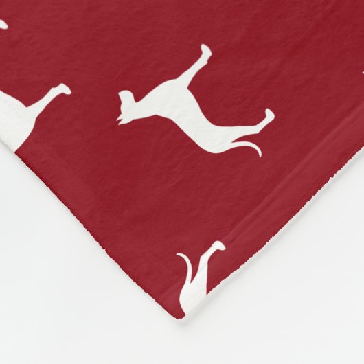 Great Dane Dog Silhouettes Pattern Red en White Fleece Deken (Hoek)