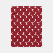 Great Dane Dog Silhouettes Pattern Red en White Fleece Deken (Voorkant)