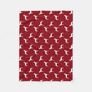 Great Dane Dog Silhouettes Pattern Red en White Fleece Deken
