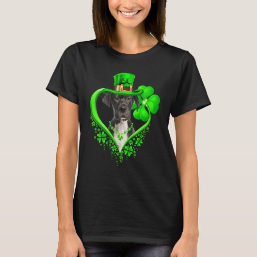 Great Dane Dog St Patricks Day Lover Irish Shamroc T-shirt (Voorkant)
