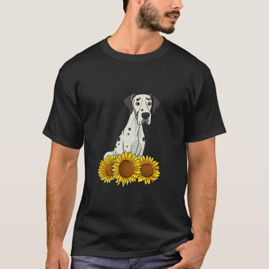 Great Dane Dog Sunflower Graphic for Women Cute Fl T-shirt (Voorkant)