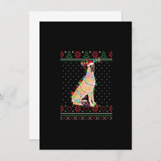 Great Dane Dog Ugly Sweater kerstpoppy Dog Lo Kaart (Voorkant / Achterkant)