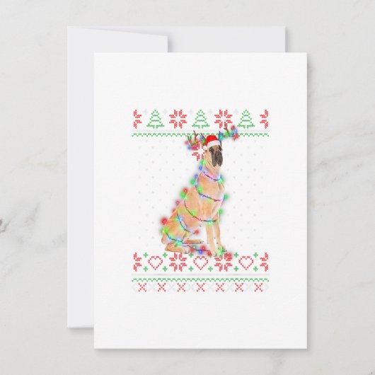 Great Dane Dog Ugly Sweater kerstpoppy Dog Lo Kaart (Voorkant)