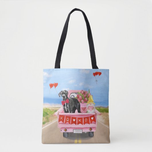 Great Dane Dog Valentijnsdag Truck Tote Bag (Voorkant)